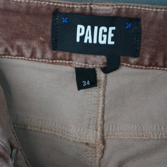New Paige Cindy Velvet Straight Leg Twisted Seam Pants in Warm Suede size 34 - Picture 14 of 16
